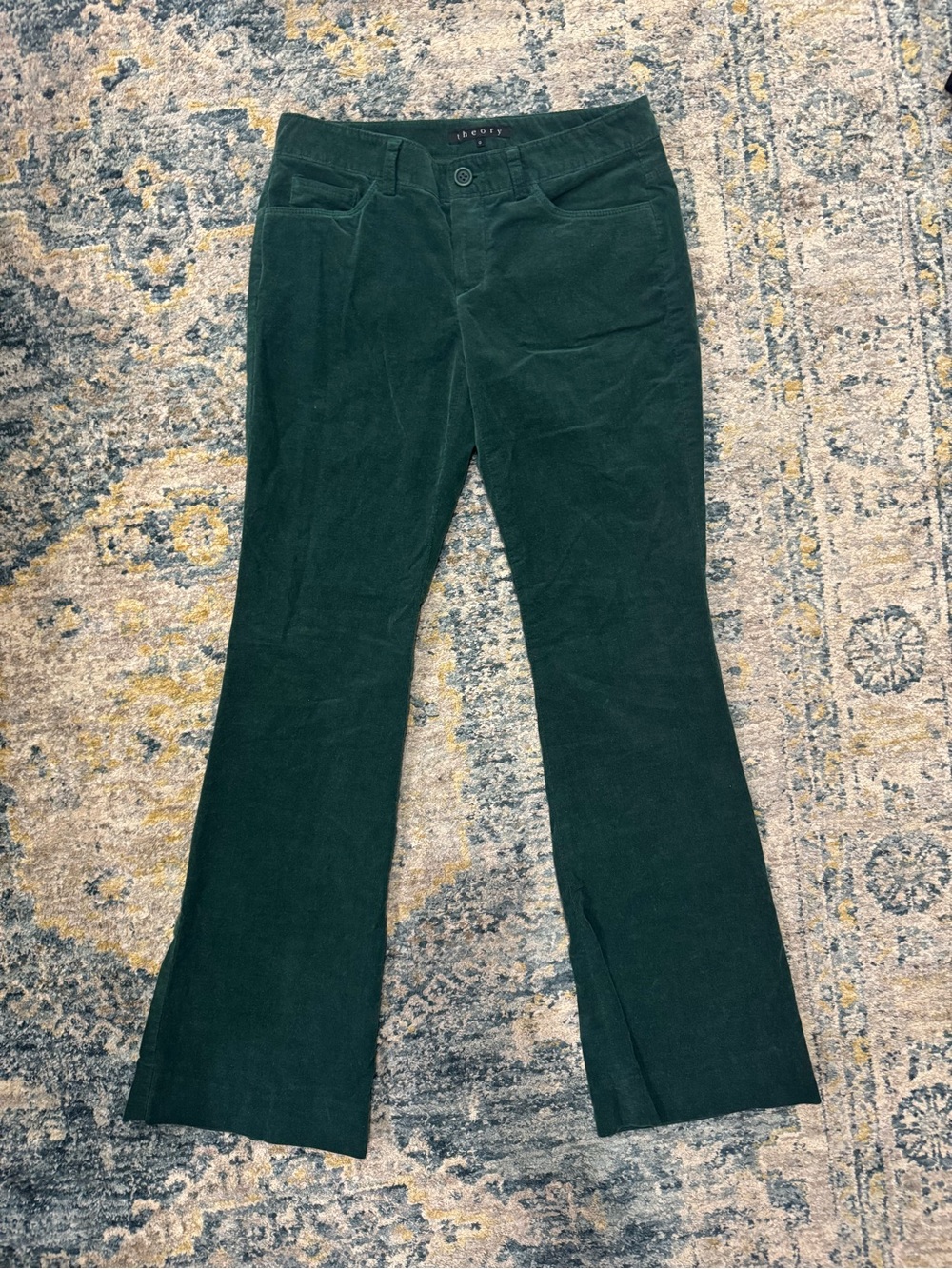 Theory Dark Green Corduroy flared pants